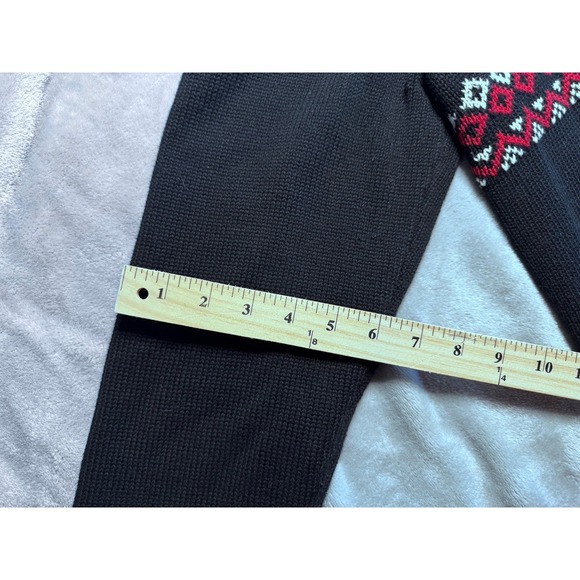 Chaps Men's Large Polar Bear Fair Isle Mock Neck Black Cotton Sweater - Picture 7 of 10